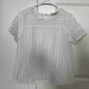 LOFT Women's White Lace Top